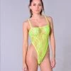 THE LUMi SHOP Bodysuits Neon Green Lace Bodysuit