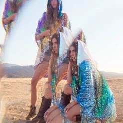 THE LUMi SHOP Reversible Sequin Hood - Iridescent & White Sequin Hoods