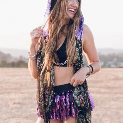 THE LUMi SHOP Reversible Sequin Hood - Purple & Silver