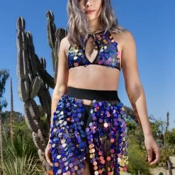 THE LUMi SHOP Sequin Tops Electric Lavender Sequin Halter Top