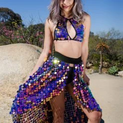 THE LUMi SHOP Electric Lavender Long Sequin Skirt Sequin Skirts