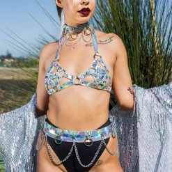 THE LUMi SHOP Holographic Hoop Chain Belt Belts