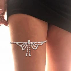 THE LUMI SHOP SPRING 2022 Silver Rhinestone Leg Wrap