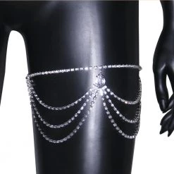 THE LUMI SHOP Silver Rhinestone Tassel Leg Wrap