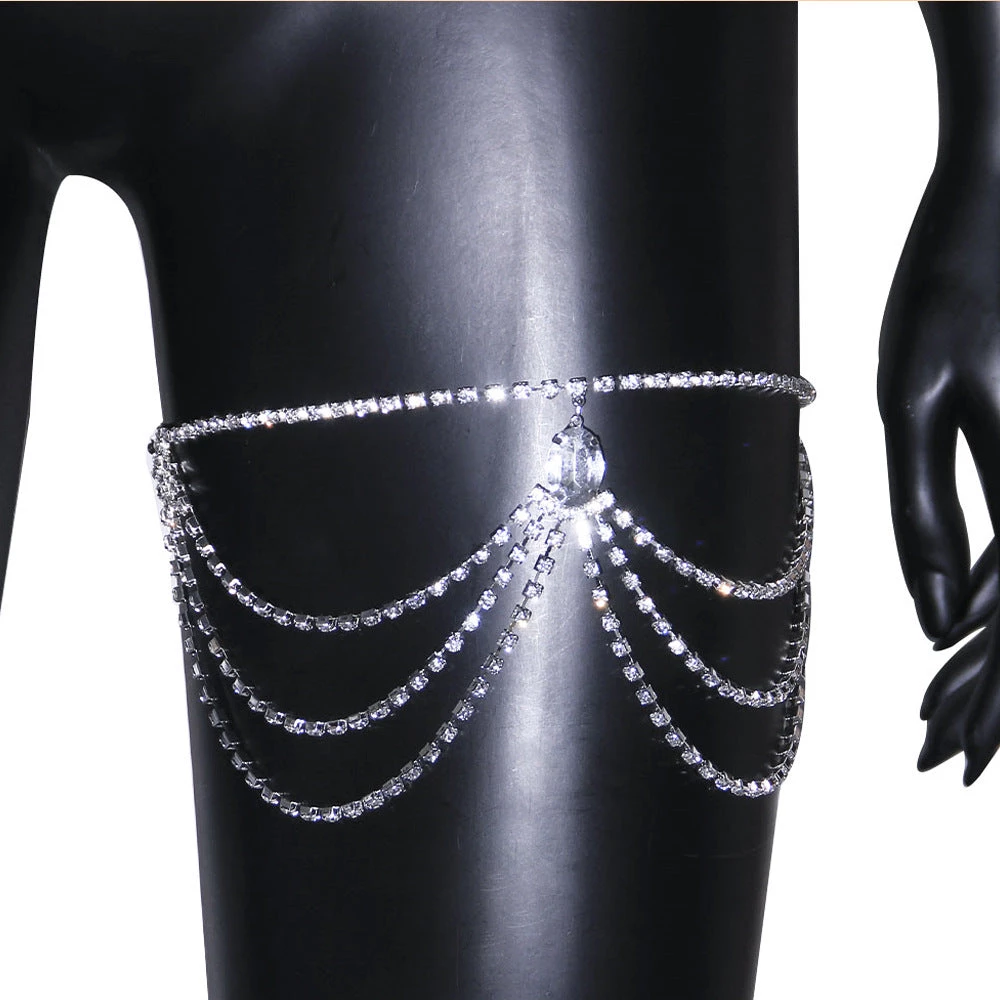 THE LUMI SHOP Silver Rhinestone Tassel Leg Wrap 3 THE LUMI SHOP Silver Rhinestone Tassel Leg Wrap