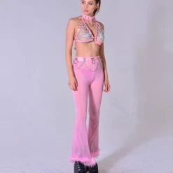 THE LUMi SHOP Tops Pink Vegan Leather Chain Harness Top