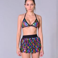 THE LUMi SHOP Rainbow Sequin Set (Bra + Skirt) Sequin Sets