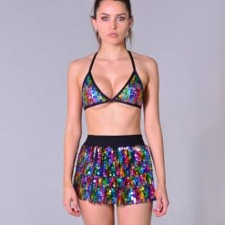 THE LUMi SHOP Rainbow Sequin Set (Bra + Skirt) Sequin Sets