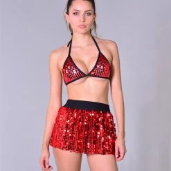 THE LUMi SHOP Red Sequin Set (Bra + Skirt) Sequin Sets