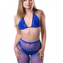 THE LUMI SHOP Fishnet Biker Set- Blue