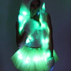 THE LUMi SHOP Fuzzy Collection LED Fur Hood - Fuzzy Animal Rave Spirit Hood