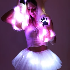 THE LUMi SHOP Fuzzy Collection LED Fur Hood - Fuzzy Animal Rave Spirit Hood