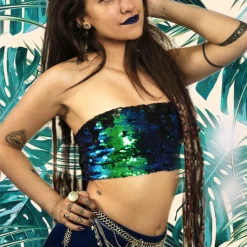 THE LUMi SHOP Sequin Tops Reversible Sequin Top - Peacock Tube