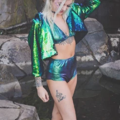 THE LUMi SHOP Reversible Sequin Jacket - Peacock Sequin Jackets