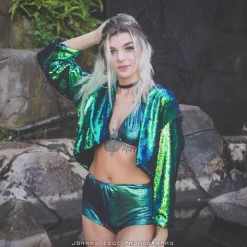 THE LUMi SHOP Reversible Sequin Jacket - Peacock Sequin Jackets