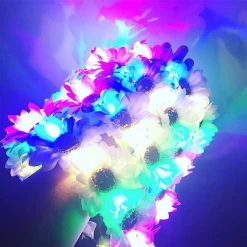 THE LUMi SHOP ORIGINAL LED Flower Crown - White Daisy & Flash Rainbow Lights