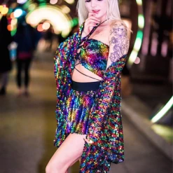 Lumishopusa Signature Sequin Kimonos Disco Sequin Kimono - Rainbow Pride