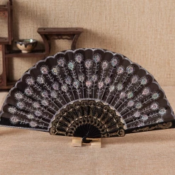 THE LUMi SHOP Sequin Fans Peacock Festival Fan - Silver