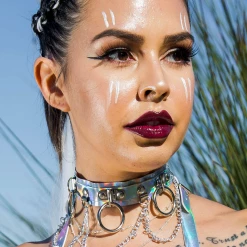 THE LUMi SHOP JEWELRY Holographic Hoop Chain Chocker