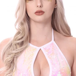 THE LUMi SHOP Sequin Tops Sequin Halter Top - Iridescent Pink 11 THE LUMi SHOP Sequin Tops Sequin Halter Top - Iridescent Pink