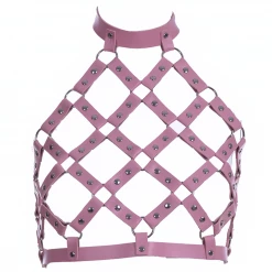 THE LUMi SHOP Miss Pink Vegan Leather Harness Halter Top Tops 7 THE LUMi SHOP Miss Pink Vegan Leather Harness Halter Top Tops