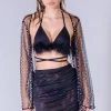 THE LUMi SHOP Black Fuzzy Top & Skirt Set Sequin Sets