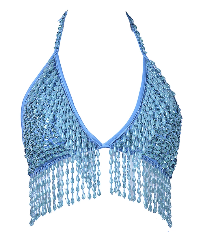 THE LUMi SHOP Hand Stitched Sequin Bra Top- Pixie Blue HAND-STITCHED 7 THE LUMi SHOP Hand Stitched Sequin Bra Top- Pixie Blue HAND-STITCHED