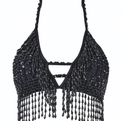 THE LUMi SHOP Sequin Tops Hand Stitched Sequin Bra Top- Midnight