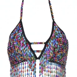 THE LUMi SHOP Hand Stitched Sequin Bra Top- Lucky Charms