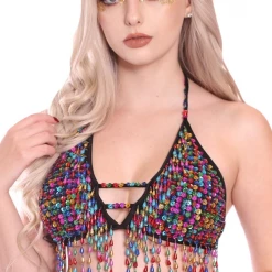THE LUMi SHOP Hand Stitched Sequin Bra Top- Lucky Charms