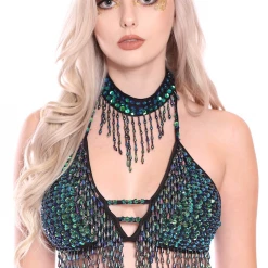 THE LUMi SHOP HAND-STITCHED Hand Stitched Sequin Bra Top- Chameleon