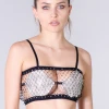 THE LUMi SHOP Black Crystal Fishnet Tube Top Tops