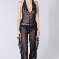 THE LUMi SHOP Pearl Black Wavy Lace Romper