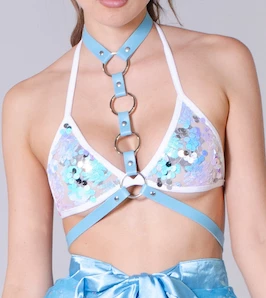 THE LUMi SHOP Blue Vegan Leather Body Harness Top 4 THE LUMi SHOP Blue Vegan Leather Body Harness Top