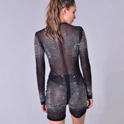 THE LUMi SHOP Black Rhinestone Romper