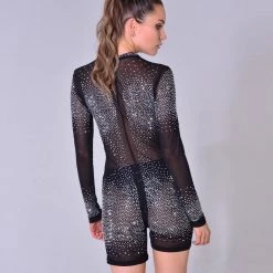 THE LUMi SHOP Black Rhinestone Romper