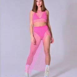 THE LUMi SHOP Pink Barbie Pearl Long Skirt Set