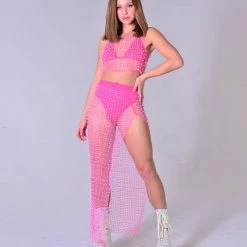 THE LUMi SHOP Pink Barbie Pearl Long Skirt Set