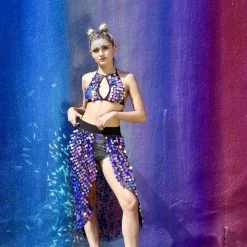 THE LUMi SHOP Electric Lavender Long Sequin Skirt Sequin Skirts