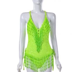 THE LUMI SHOP SPRING 2022 Hand Stitched Bodysuit-Neon Lime