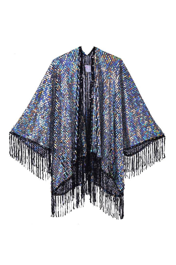 THE LUMi SHOP Disco Sequin Tassel Kimono - Holographic Signature Sequin Kimonos 3 THE LUMi SHOP Disco Sequin Tassel Kimono - Holographic Signature Sequin Kimonos