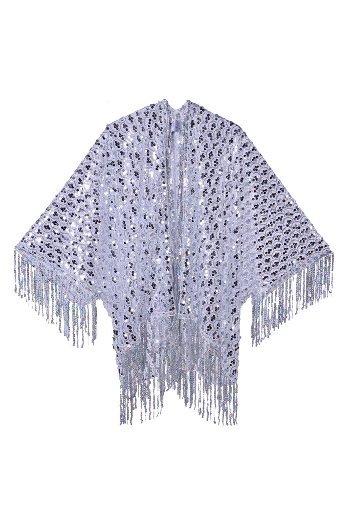 THE LUMI SHOP Sequin Tassel Kimono- Disco Silver SPRING 2022 4 THE LUMI SHOP Sequin Tassel Kimono- Disco Silver SPRING 2022