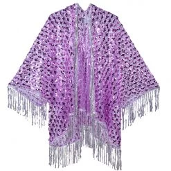Lumishopusa Disco Sequin Tassel Kimono - Lavender