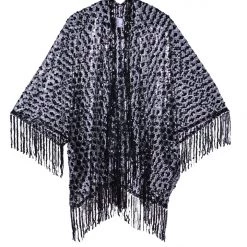 THE LUMI SHOP SPRING 2022 Sequin Tassel Kimono- Black Treasure