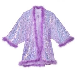 THE LUMI SHOP Fuzzy Sequin Kimono- Lavender Dreams