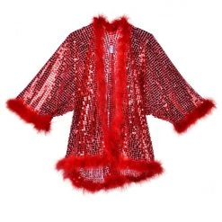 THE LUMI SHOP SPRING 2022 Sequin Fuzzy Kimono- Ruby Red