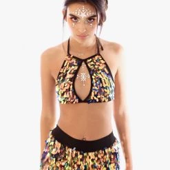 THE LUMi SHOP Moon Child Sequin Halter Top Sequin Tops