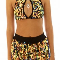 THE LUMi SHOP Moon Child Sequin Halter Top Sequin Tops