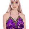 THE LUMi SHOP Violet Queen Coin Sequin Halter Top Sequin Tops