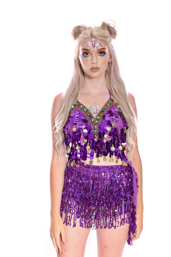 THE LUMi SHOP Reversible Sequin Skirt - Violet Orchid Sequin Skirts 3 THE LUMi SHOP Reversible Sequin Skirt - Violet Orchid Sequin Skirts